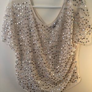 NEVER WORN Cream Sequin Blouse